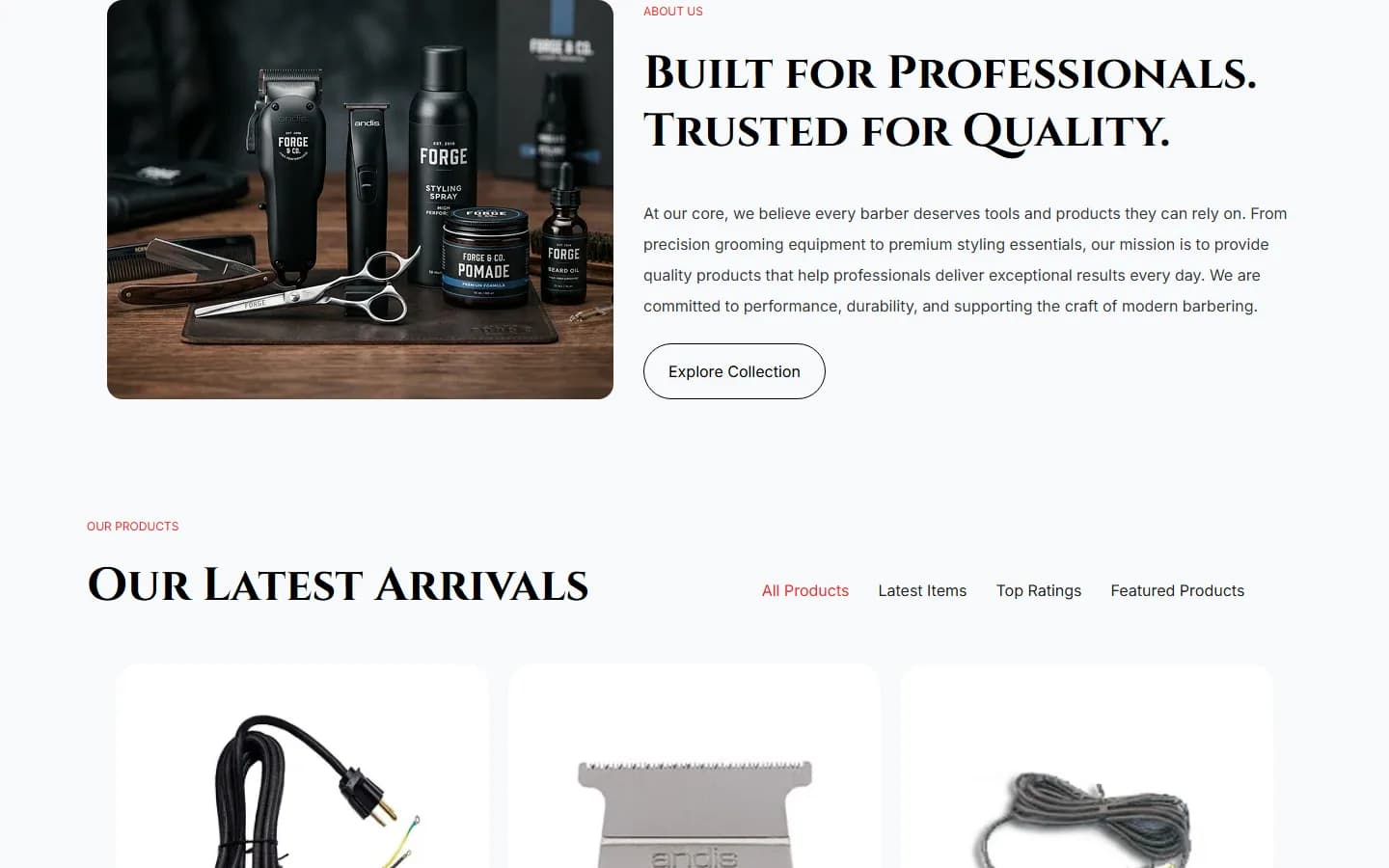 Antique Barber Supply — desktop, below the fold