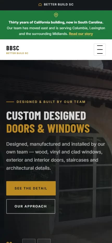 Better Build SC — mobile view