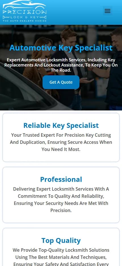 Precision Lock & Key — mobile view