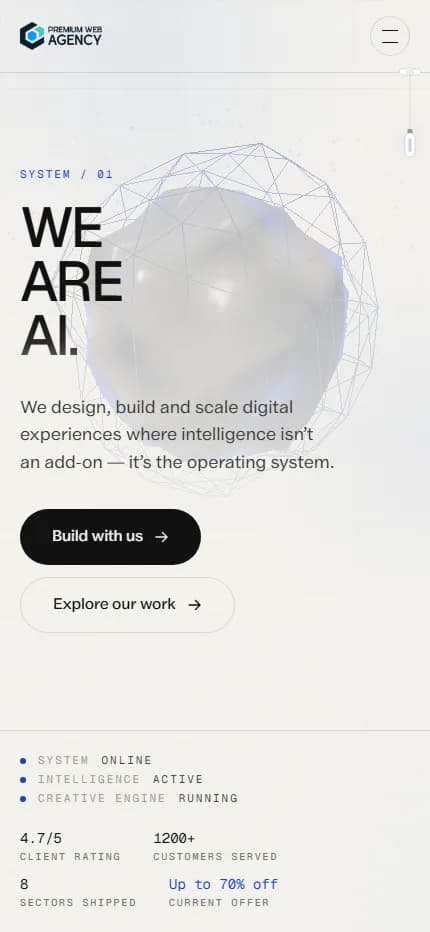 Premium Web Agency — mobile view