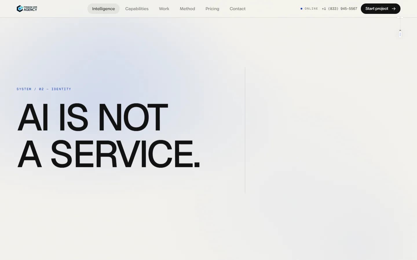 Premium Web Agency — desktop, below the fold