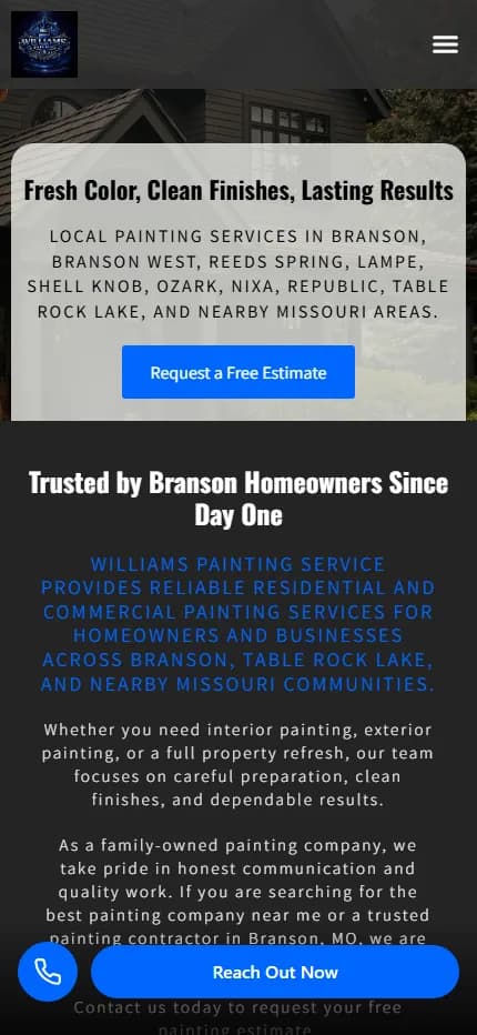 Williams Painting Service — mobile view